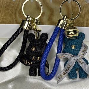 Blue bunny Keychains with Gold Accents